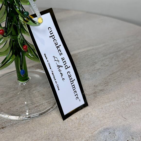 Cupcakes and Cashmere Set of 2 Christmas Tree Glass Candlestick Holders NEW - Picture 8 of 10